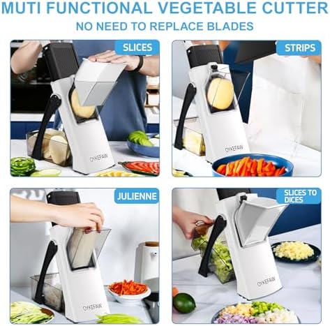 Safe Mandoline Slicer for Kitchen, Vegetable Chopper, Zucchini Spiralizer