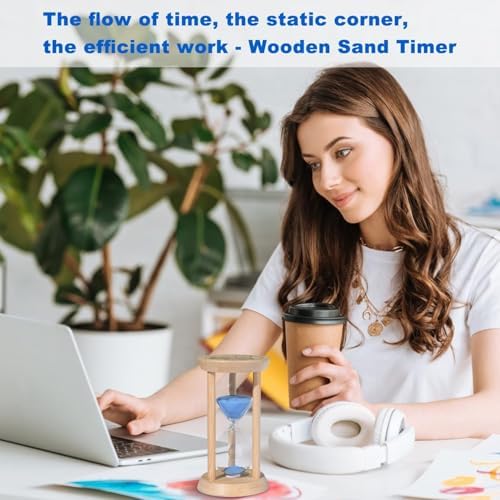 SuLiao Wooden Sand Timer 60 Minute Hourglass, Bamboo Sand Clock, Small Black Sand Watch 60 Min, Reloj De Arena Hour Glass Sandglass for Game Classroom Home Office Decorative