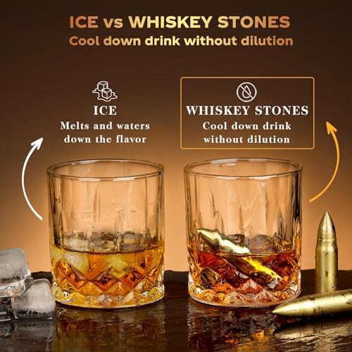 Gifts for Men Dad Husband, Whiskey Stones Reusable Stainless Ice Cubes, Unique Fathers' Day Anniversary Birthday Gift Ideas for Him Boyfriend, Man Cave Stuff Cool Gadgets Retirement Bourbon Presents