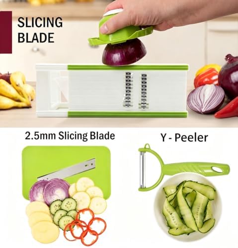 Mandoline Slicer for Kitchen, 4-in-1 Multi Vegetable Slicer with Container