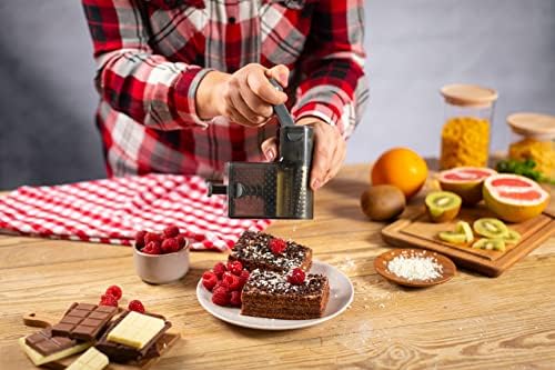 Kuhn Rikon Ratchet Cheese Grater for Cheese, Chocolate, Nutmeg and Nuts, High Output Hand Grater with Super Sharp Stainless Steel Blades, Easy Ratchet Handle, Grey