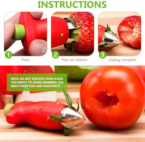 Strawberry Huller Stem Remover, Strawberry Corer Huller, Fruit Corer Tool, Kitchen Gadgets (4)