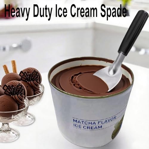 Ice Cream Spade,Ice Cream Paddle for Hard&Creamy Ice Cream,Stainless Steel Flat Ice Cream Scoop with Plastic Handle,Heavy Duty Ice Cream Spade Scoop,Durable Bend Proof Ice Cream Scooper Butter Cutter