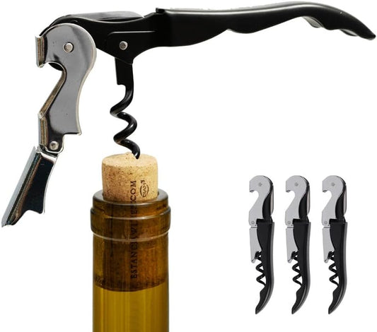 A Bar Above Manual Wine Bottle Opener, Corkscrew Wine Key, Black, 3 Pack