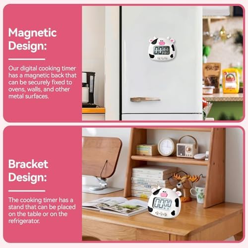Cute Cartoon Animal Timer, Digital Kitchen Timer Magnetic Countdown Timer with on Off Switch and Large LCD Display for Cooking, Baking, Classroom Supplies
