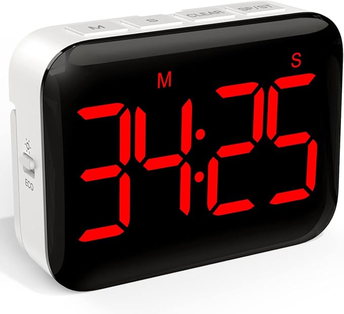 VOCOO Magnetic Kitchen Timer for Cooking with Count Up Countdown, Digital Timer Battery Powered with Large Display, 2 Brightness and Volume Levels for Classroom, Teacher, Kids (Red)