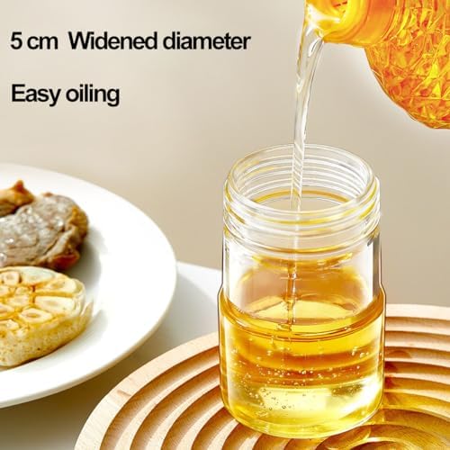 Glass Oil Dispenser with Heat Resistant Brush,Oil Dispenser Bottle with Silicone Pastry Brush for Kitchen,Cooking Vinegar and Sauce BBQ Grill Frying (Oil Dispenser-Yellow)