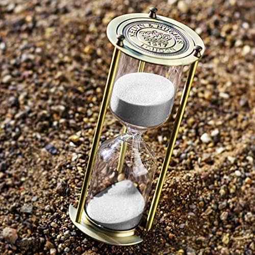 Vintage Sand Timer,30 Minute Hourglass,Antique Brass Sand Clock,Sand Watch 30 Min,Antiguo Reloj De Arena 30 Minuto,Metal Unique Sandglass for Gifts Games Kitchen Home Office Decoration