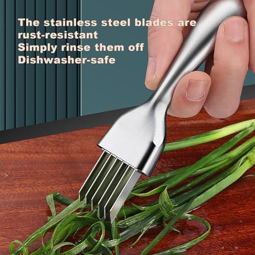 Stainless Steel Green Onion Slicer Cutter with Solid Handle for Garlic