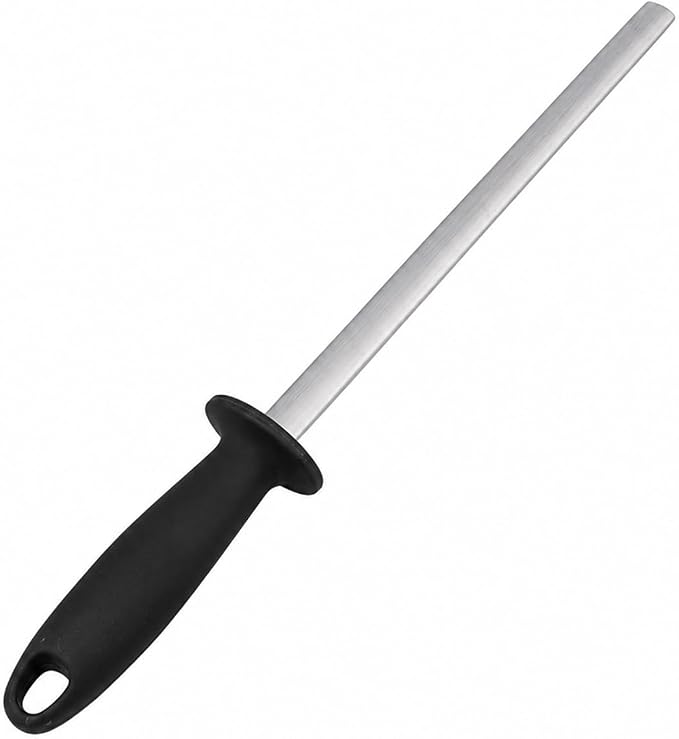 8 Inch Diamond Knife Sharpening Steel Rod, Professional Kitchen Diamond Knife Blade Sharpener Rod Stick, Knife Honer Steel for Honing Knife Blades, Chef Knives and Shears