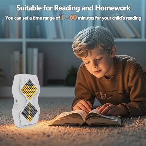 LED Visual Hourglass Timer, 1-60 Minute Countdown with Magnetic Mount, Buzzer Alert & Dimmable Night Light, Sand Timer for Kids Learning, Classroom, Cooking, Chess, Fitness & Baking（White）