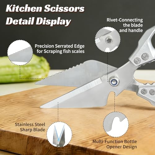 Heavy Duty Kitchen Scissors,Sharp Stainless Blades with ABS Handle