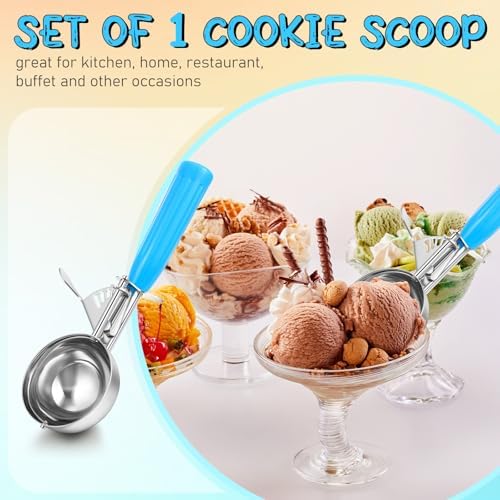 Reallnaive 1 Pcs Ice Cream Scooper with Trigger, 2 oz, Blue