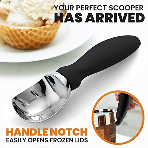 Spring Chef Premium Ice Cream Scoop & Magnetic Ice Scoop - 2 Product Bundle - Black