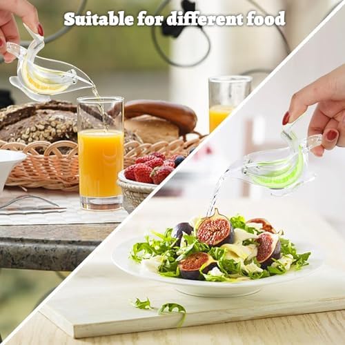 Manual Lemon Juicer, Acrylic Manual Lemon Slice Squeezer, Portable Transparent Fruit Juicer, Elegance Bird Shape, Hand Juicer for Orange Lemon Lime Pomegranate (2 Pack)
