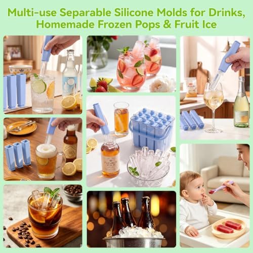 12 Individual Lidded Silicone Ice Cube Trays, Easy Release