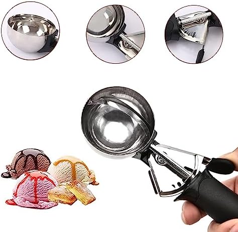 Ice Cream Scoop Large Sized (6cm) Stainless Steel Cookie Scoop for Ice Cream, with Easy Trigger Release Good Grips for Mashed Potato, Meatballs, Mellon Balls Fruit Salad and Cookie