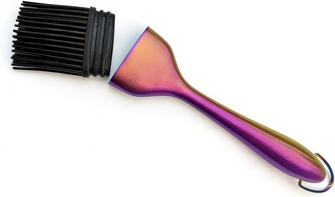 Silicone Basting Brush, Rainbow, 2 Pack with 2 Extra Heads | Stainless Steel Handle, Heat Resistant, For BBQ, Baking, Grilling