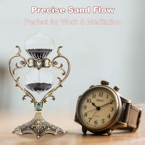 Hourglass Clock Sand Timer, Love Style Metal Hour Glass 60 Minute for Decor