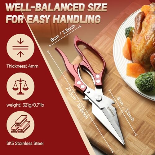 HUUSK Kitchen Scissors Heavy Duty - Japanese Kitchen Shears All Purpose
