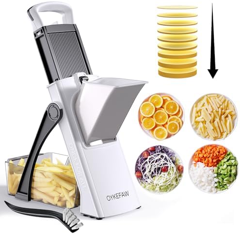 Safe Mandoline Slicer for Kitchen, 6 in 1 Vegetable Chopper, Potato Slicer