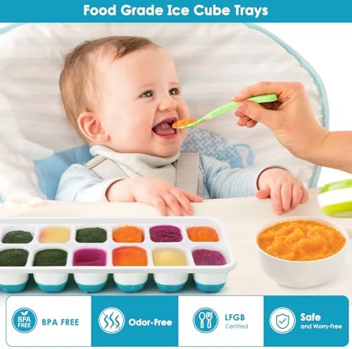Ice Cube Trays 4 Pack, 56 PCS Ice Cube Trays for Freezer, Plastic & Silicone Ice Cube Mold, LFGD Certified & BPA Free, Stackable Ice Trays with Spill-Resistant Removable Lid for Whiskey, Beer, Coffee