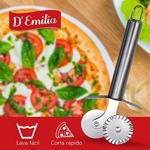 D'Emilia Professional Stainless Steel Double Pizza Cutter for Kitchen Use, Sharp Double Wheel 4 cm Diameter, Multipurpose Cutter Durable and Easy Cleaning