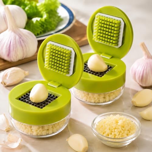 Garlic Press, Manual Garlic Chopper Mini with Stainless Steel Blades.(2)