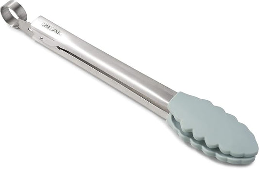 Zeal J140B Silicone Non-Stick Kitchen Tongs with Stainless Steel Handle -Duck Egg Blue, 26 cm