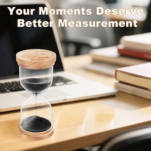60 Minute Sand Timer Hourglass, Wooden Sand Clock, Small Sand Watch 60 Min,One Hour Glass Sandglass for Home,Kitchen, Deor (Black)