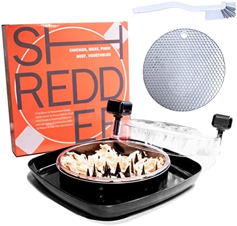 Chicken Shredder，Meat Grinder Alternative to Bear Claws Meat Shredder，Upgraded Non-Slip Larger Sharper Shark Fin Patent Design，Suitable for Pulled Pork, Beef and Chicken-Dishwasher Safe (Black)