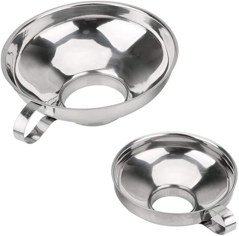 3 Pack Wide Mouth Stainless Steel Funnel Set with Detachable Filter Strainer, Food Grade Metal Kitchen Funnels with Handle, Large & Small Funnels for Canning, Jars, Liquid & Dry Ingredients