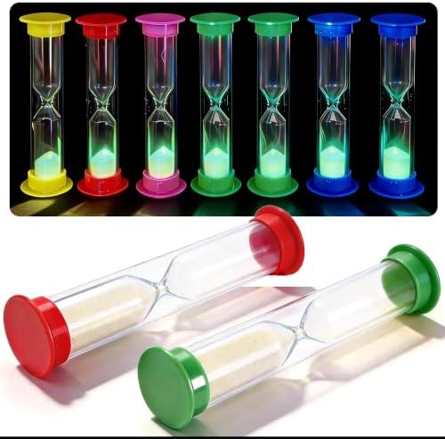 PROLOSO 1 Minute Sand Timers Colorful Countdown Hourglass Glow in the Dark Sandglass Sand Clock for Kids Games Toothbrush 10 Pcs