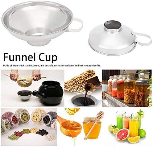 Stainless Steel Wide Mouth Funnel Cup , 2Pcs Canning Funnel , Food Jar Funnel Set for Kitchen Filling Bottles Household , 2Pcs Canning Funnel , Stainless Steel Wide Mouth Fufunnel cup kitchen wide mo