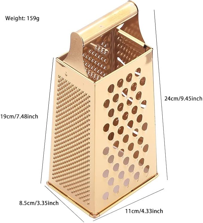 Box Grater for Kitchen, 4 Sided Box Cheese Grater, Stainless Steel Rose Gold Box Grader for Cheese, Potato, Carrot Peeler and Slicer, Kitchen Gadgets Accessories Dishwasher Safe