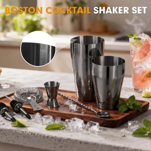 Mwellewm Cocktail Shaker Set, Boston Shakers, Bartending Drink Shaker Kit