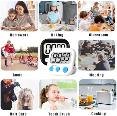 ZILLEEN Classroom Timer for Kids Teachers 2 Pack Digital Timers Black White
