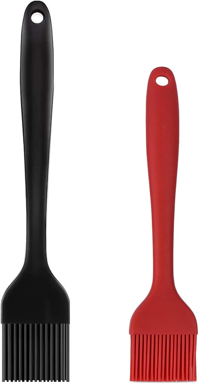 Hhyn Silicone Basting Pastry Brush Set 2 Pack | Heat Resistant Spread Oil Butter Sauce for BBQ Grill Barbeque Kitchen Baking Cooking Pastries, 1 Large & 1 Small