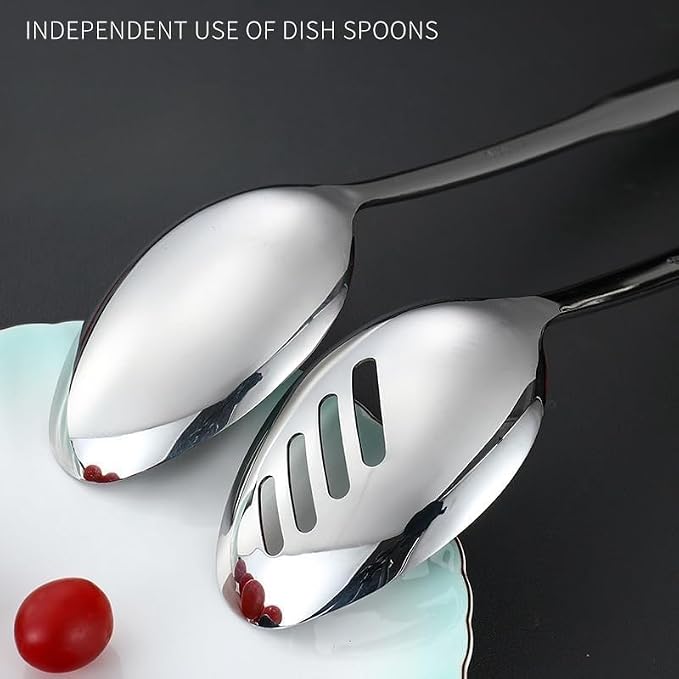 IMEEA Cooking Spoon Set SUS304 Stainless Steel Big Spoons for Serving Food Large Serving Spoons Basting Spoon Slotted Spoon, 12.8-Inch