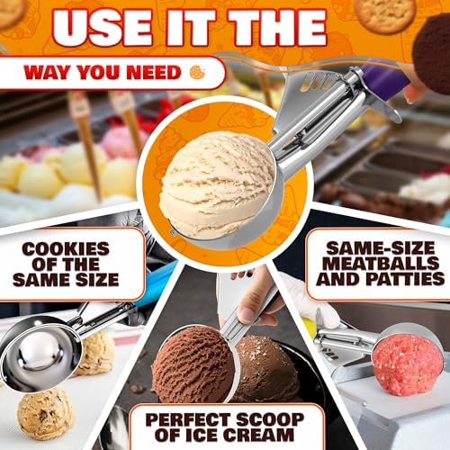 Cookie Scoops for Baking, Ice Cream Scoops with Trigger, Set of 3