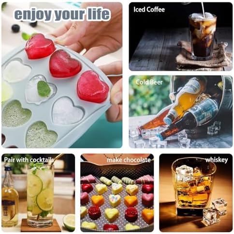 Heart Shape Ice Cube Tray, 21 Holes Silicone Ice Cube Mold with Removable Lid Flexible for Whiskey Cocktail Chocolate (White)