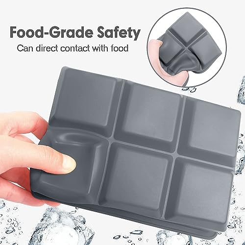 Excnorm Silicone Ice Cube Trays, 3‑Pack Large Square Molds with Lid