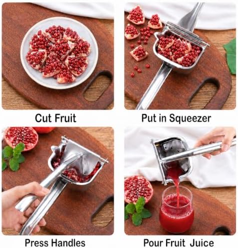 Detachable Fruit Juice Extractor, Upgrade Hand Juicer Squeezer Lemon Juicer Manual Hand Press with Ergonomic Grip, Easy Cleaning, Orange Citrus Lime Grapefruit Kitchen Tool (1,large,Silver,510g)