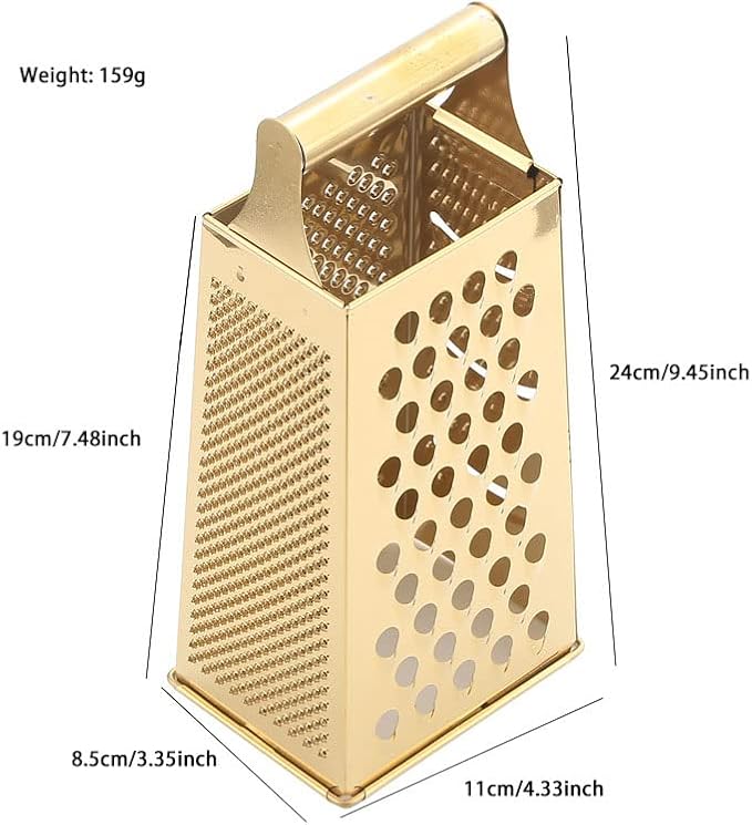 Box Grater for Kitchen, 4 Sided Box Cheese Grater, Stainless Steel Gold Box Grader for Cheese, Potato, Carrot Peeler and Slicer, Kitchen Gadgets Accessories Dishwasher Safe