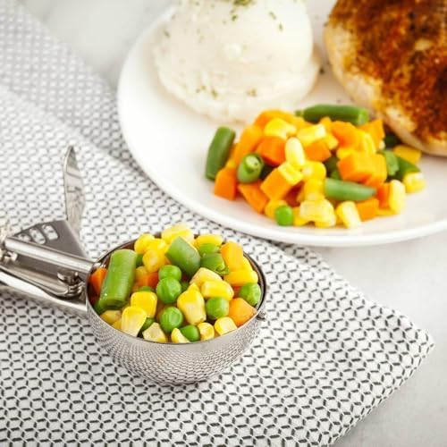 Portion Scoop with Stainless Steel Long Handle, #10 Trigger Release Disher Scoops, 3 1/4 OZ Cookie Dough Scoop for Portion Control,Cupcake Batter,Ice Cream