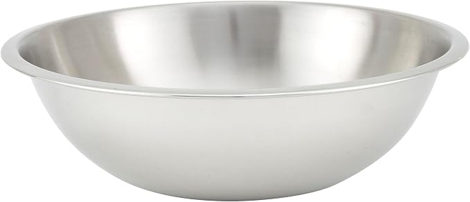 Winco 8 Quart Heavy-Duty Stainless Steel Mixing Bowl, Shallow