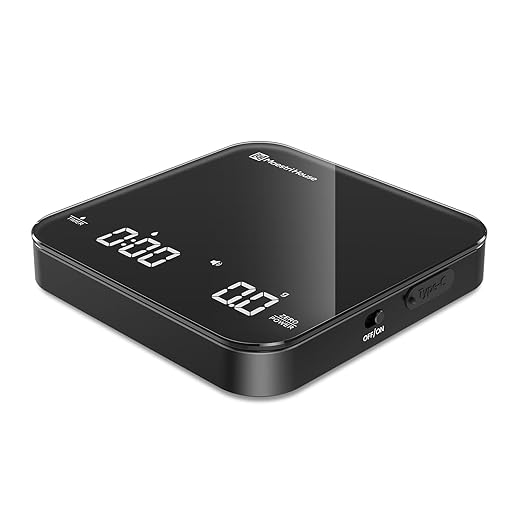 Maestri House S2 Espresso Coffee Scale with Timer 0.1g Precision Shot Scale | USB-C Rechargeable, Dual Timing Modes, 2kg/0.1g Digital Scale with Borosilicate Glass Top for Espresso and Pour-Over Brewing