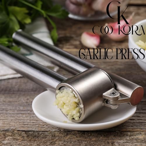Heavy Duty Garlic Press, Handheld Garlic Mincer, 304 Stainless Steel Garlic Press, Ergonomic, Durable, No Hand Odor, Just Put It in the Bowl, Dishwasher Safe