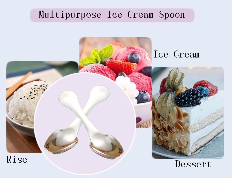 4Pcs Gold Stainless Steel Ice Cream Scoops, Universal Mirror-Polish Dessert Spoons For Ice Cream, Melon, Salt, Powder & Baking – Gold 5.62 Inch (Kitchen, Party, Restaurant)