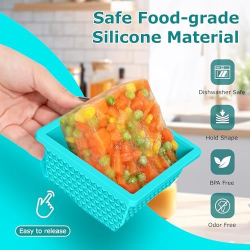 Silicone Freezer Molds for Soup Cubes - 2-Cup Freezer Storage Container Tray with Lid, 8 Pack Stackable Ice Cube Trays for Portion Control,Food Storage & Meal Prep,Oven & Dishwasher Safe